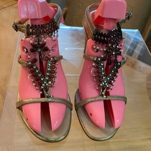 Giuseppe Zanotti Gold Snakeskin ankle strap sandals